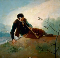 Pastor tocando la dulzaina